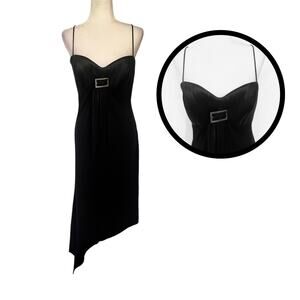 Orna Farho Y2K Silk Slip Babydoll Dress Sz 12 Clubwear Asym Hem Paris Hilton